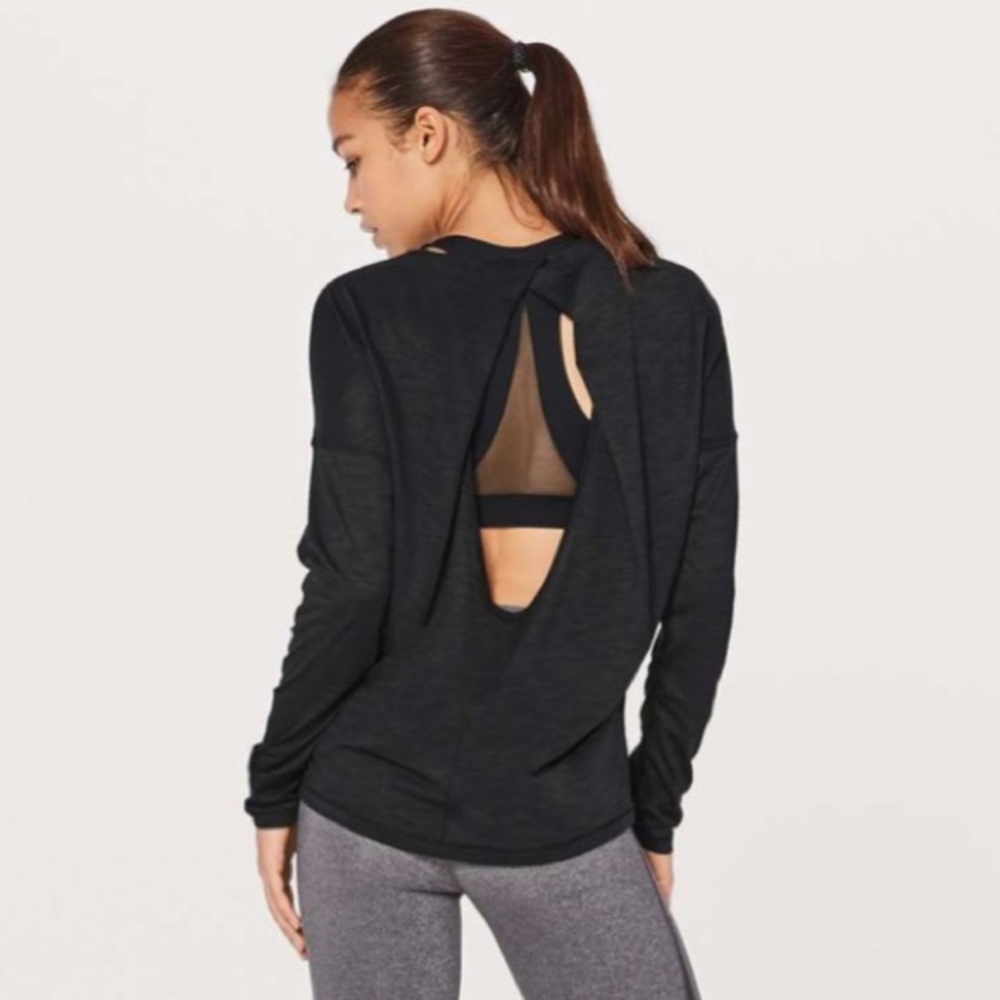 Lululemon Get Set Long Sleeve -
Heathered Black / Black - Size 6
